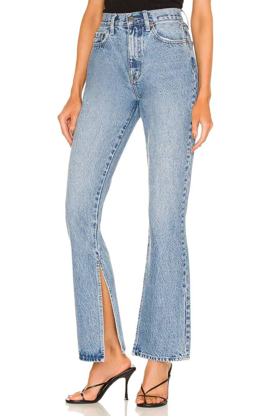 Pistola Alexa High Rise Slim Flare‎ With Slit Jeans US 29 Blue Denim Split Hem